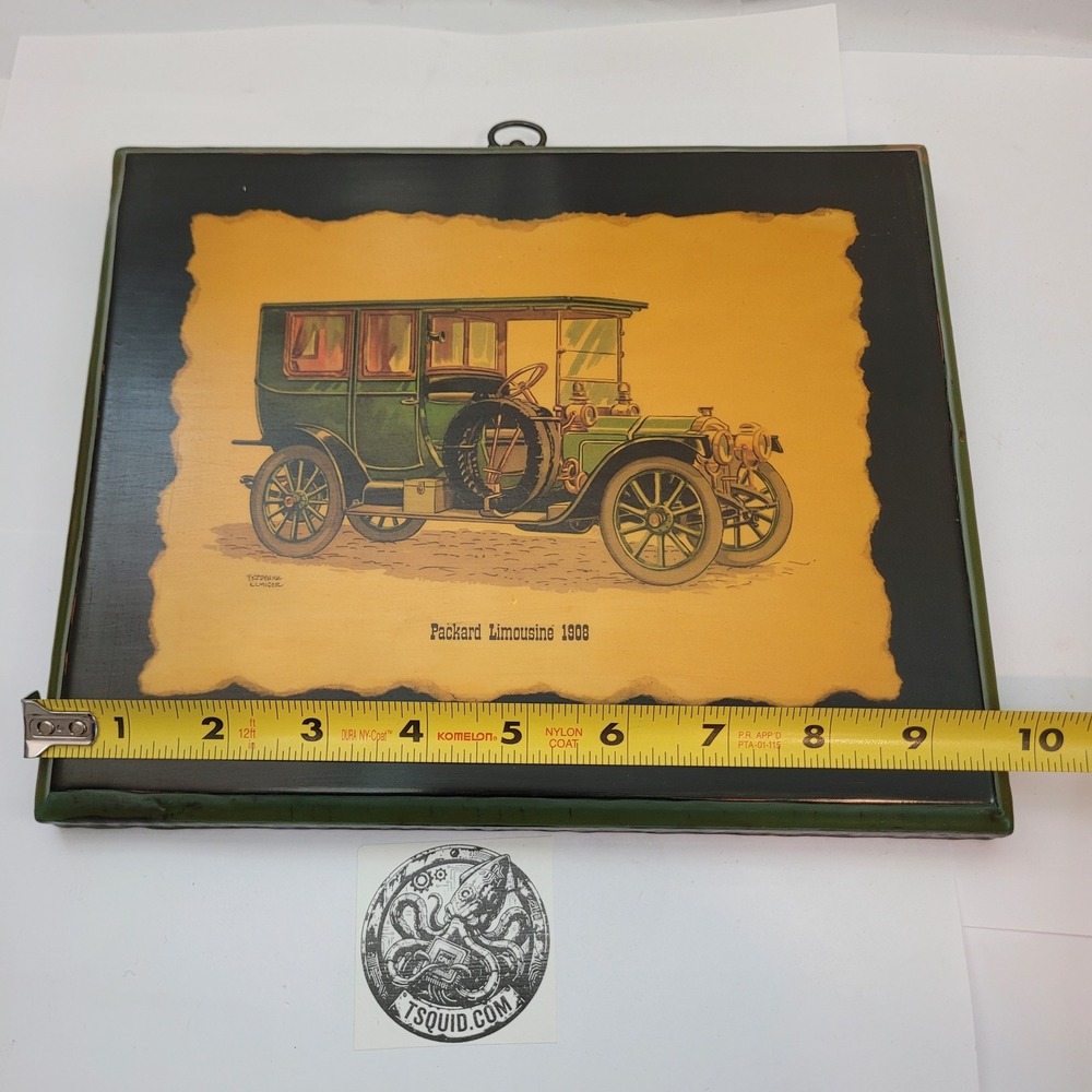 Frederick Elmiger Wall Art‎ 1908 Packard Limousine Wood Plaque Rare Vintage Car